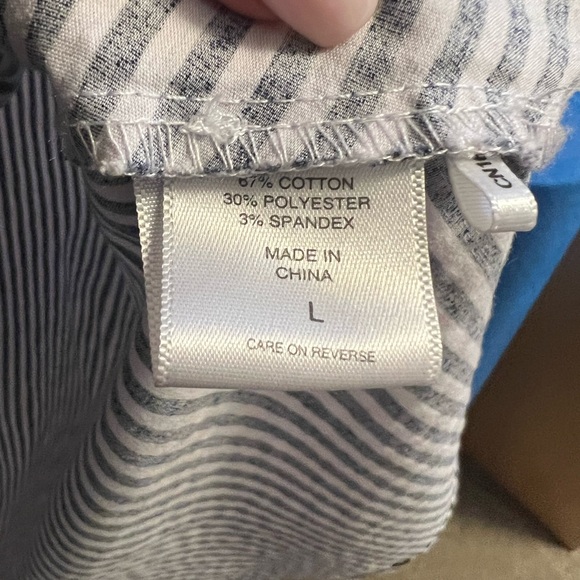 Navy and white striped peplum top - Picture 5 of 5